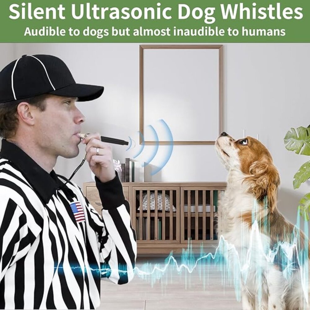 (2-PACK) KEYCHAIN DOG TRAINING WHISTLES ULTRASONIC SOUND ADJUSTABLE PITCH BARK C